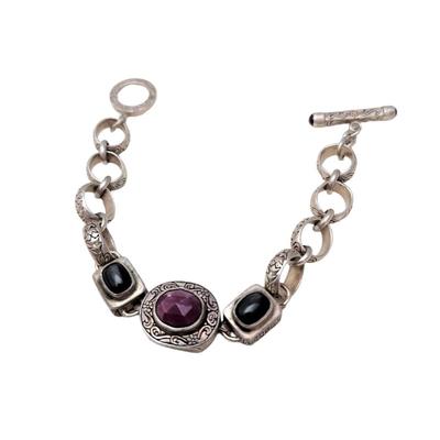 Lot #53  Heavy Sterling Silver Bracelet set with Cabochon stones