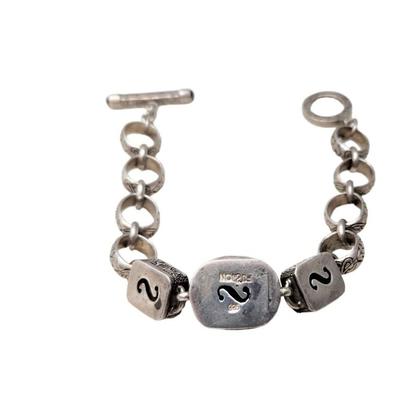 Lot #53  Heavy Sterling Silver Bracelet set with Cabochon stones