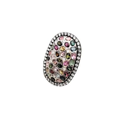 Lot #55 Contemporary Sterling Silver/Semi-Precious Stone Ring, Size 7