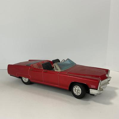 -141- CAR | Japan Bandai Tin Battery Gear Shift 1960â€™s Op Cadillac Convertible