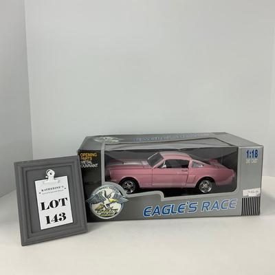 -143- CAR | Universal Hobbies Eagles Race 1966 Ford Mustang Fastback Pink 1:18 Scale