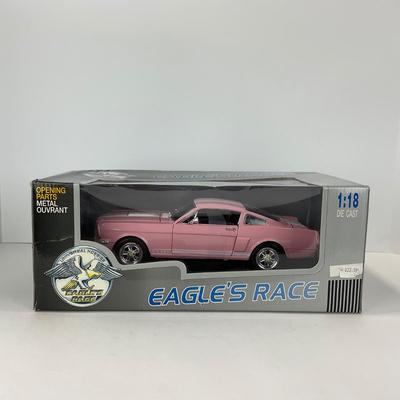 -143- CAR | Universal Hobbies Eagles Race 1966 Ford Mustang Fastback Pink 1:18 Scale