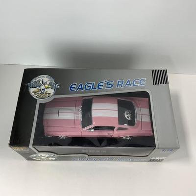 -143- CAR | Universal Hobbies Eagles Race 1966 Ford Mustang Fastback Pink 1:18 Scale