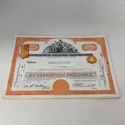 -149- COLLECTIBLE | 1950â€™s Studebaker Packard Automobile Stock Certificates