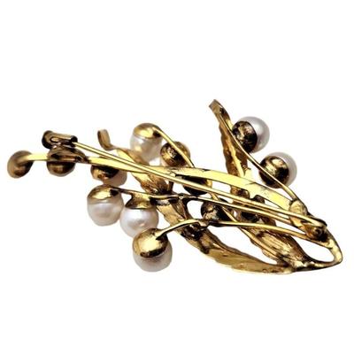 Lot #58  Vintage 14kt Gold/Pearl Brooch