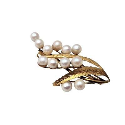 Lot #58  Vintage 14kt Gold/Pearl Brooch