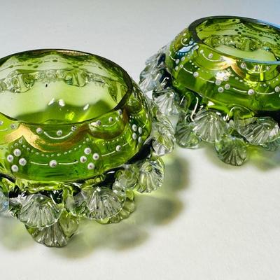 Set of Green Master Salt with 2 rows of clear Filigree