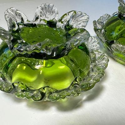 Set of Green Master Salt with 2 rows of clear Filigree