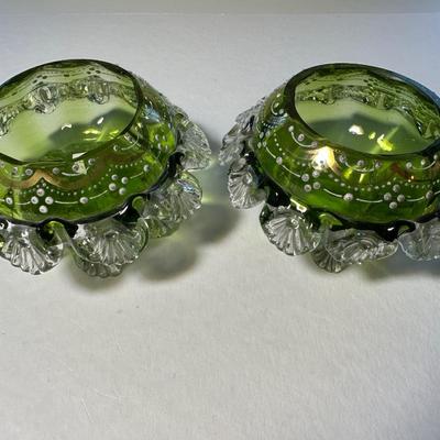 Set of Green Master Salt with 2 rows of clear Filigree