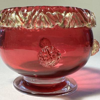 Cranberry with Vaseline Salt Dish