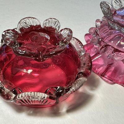 Two Cranberry Salt Dishes