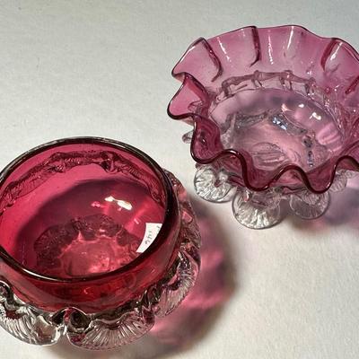 Two Cranberry Salt Dishes