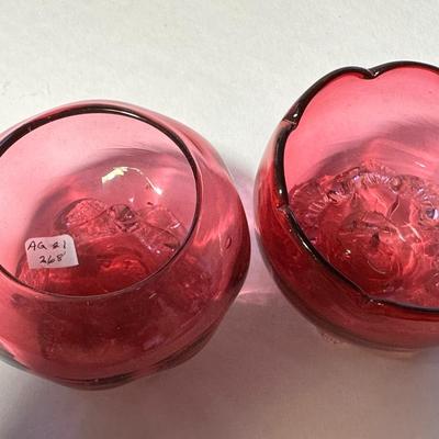 Two Cranberry Salts with Filigree Feet