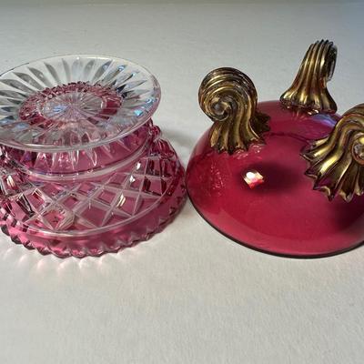 Two Antique English Cranberry Salts