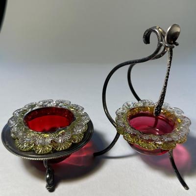 Two Marigold Color on Pedestal Salts