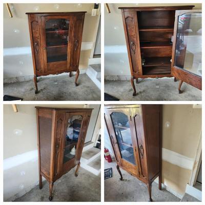 Antique Vintage 3 Shelves China Hutch 36Wx14Dx58H