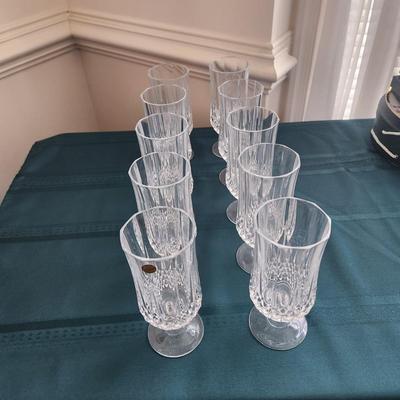 10 Cristal d Arques France Footed Ice Tea Glasses 7"