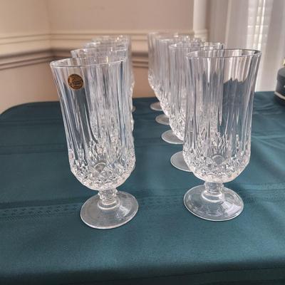 10 Cristal d Arques France Footed Ice Tea Glasses 7"
