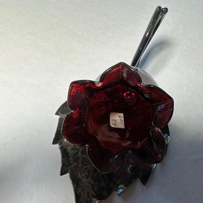 Cranberry elongated with Silver Stand Salt