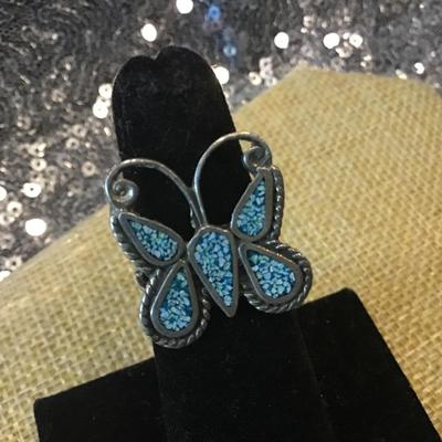 Vintage Turquoise Butterfly Ring