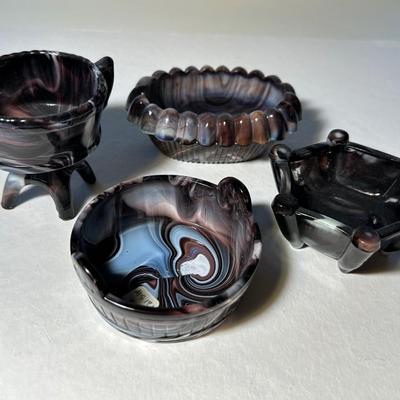 Lot of 4 Sowerby Purple Slag