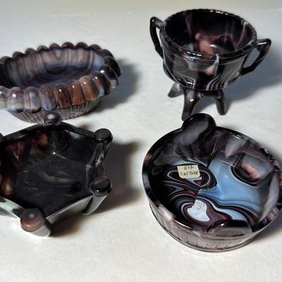 Lot of 4 Sowerby Purple Slag