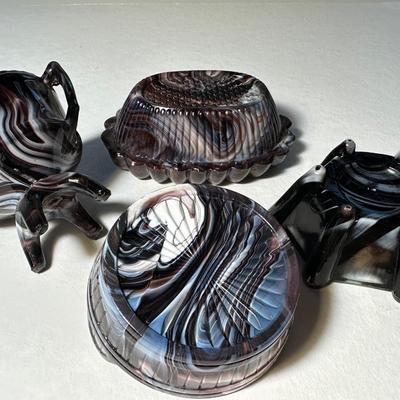 Lot of 4 Sowerby Purple Slag