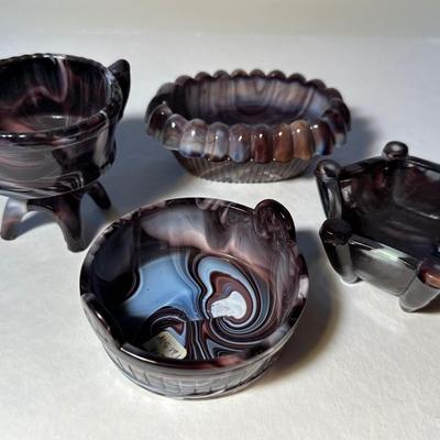 Lot of 4 Sowerby Purple Slag