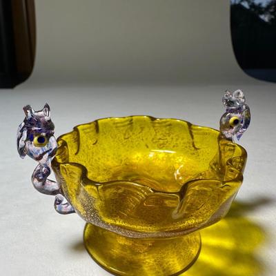Venetian Glass Yellow with Dolphins on side