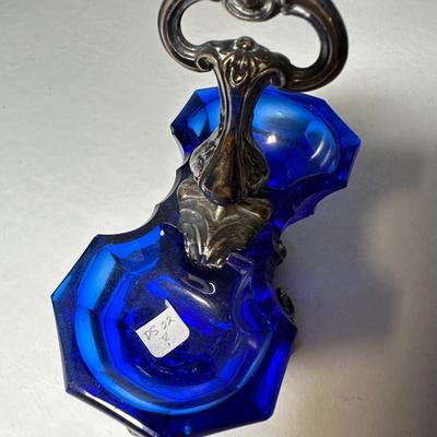 Colbalt Blue with silver plated pedestal