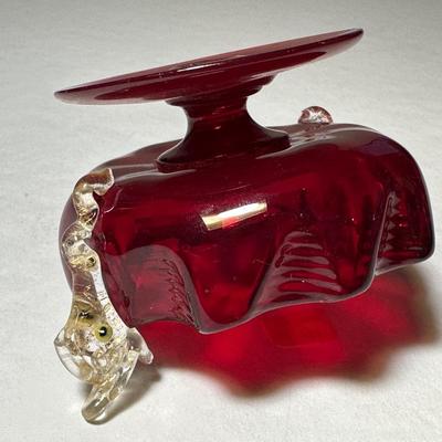 Venetian Red Glass Red with Dolphins on side