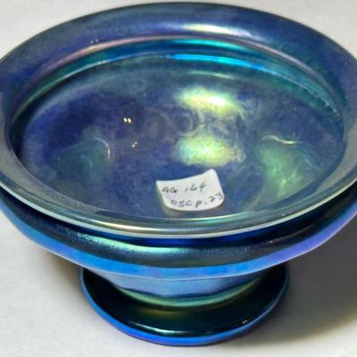 Lundberg Blue Luster Pedestal Signed