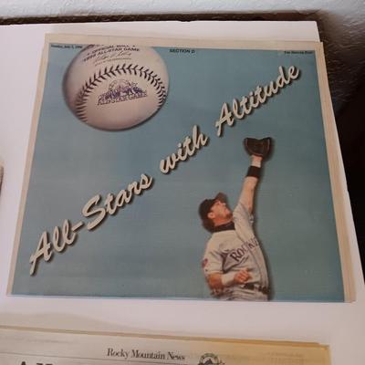 Colorado Rockies Memorabilia - All star  Workout Day 1998 ticket stub - with newspapers