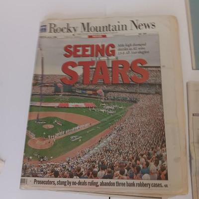 Colorado Rockies Memorabilia - All star  Workout Day 1998 ticket stub - with newspapers
