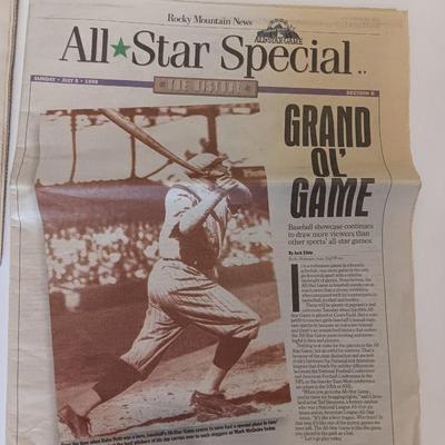 Colorado Rockies Memorabilia - All star  Workout Day 1998 ticket stub - with newspapers
