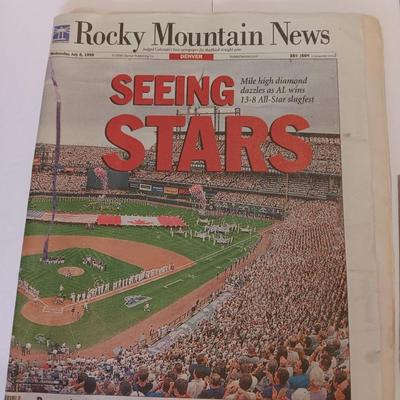 Colorado Rockies Memorabilia - All star  Workout Day 1998 ticket stub - with newspapers