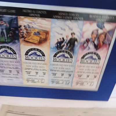 Colorado Rockies Memorabilia collectible matted Tickets and Newpapers Rockies VS Expos April 9, 1993