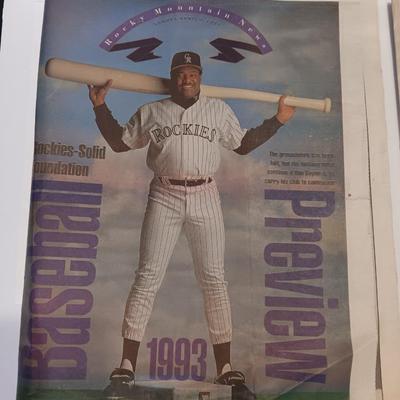 Colorado Rockies Memorabilia collectible matted Tickets and Newpapers Rockies VS Expos April 9, 1993