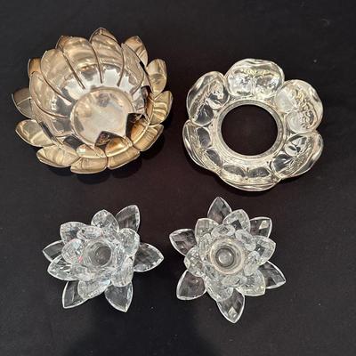 Reed and Barton Metal and Crystal Candle Holders (LR-KL)