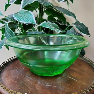 Green Depression Glass Serving Bowl