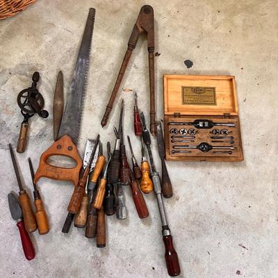 Vintage Antique Wood Handle Tools