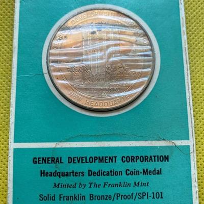 General Development Corp, Miami Florida 1969, Franklin Mint Specimen,  Coin, Medal, Proof, Numismatic, Medallion, Exonumia, The New Florida