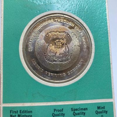 Liberian Refining Company 1968, Franklin Mint Specimen, Liberia, Oil Refinery Dedication Coin, Medal, Proof, Numismatic, Medallion, Exonumia