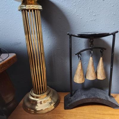 Brass chimes and candle holder