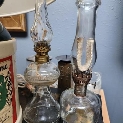 Vintage Coke and oil lamps