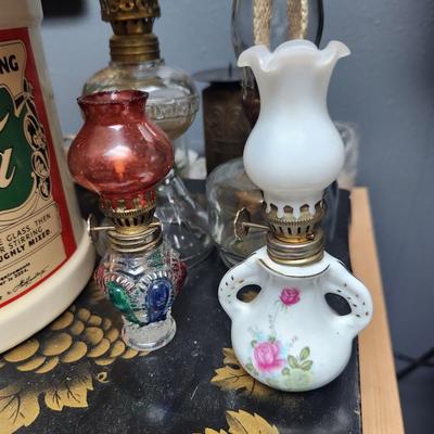Vintage Coke and oil lamps