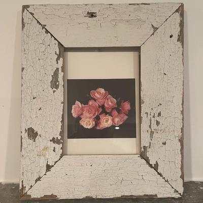 ANTIQUE SHABBY CHIC FRAME WITH FLOWER PRINT