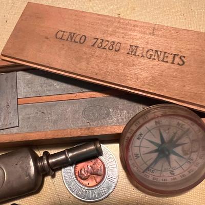Mixed Vintage Lot - Cenco Magnets, Bausch & Lomb Microscope Lenses