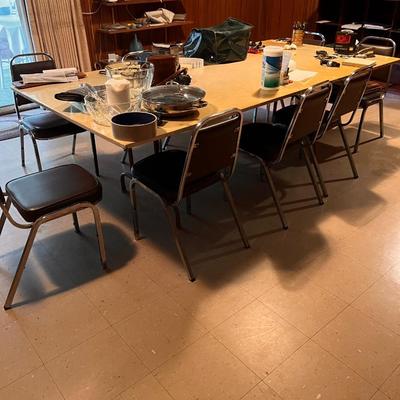 Large Table Vintage Chairs Set