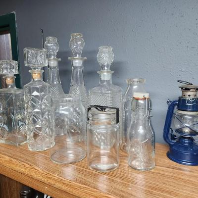 Decanters and oil lamp